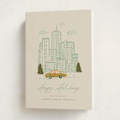 "In the City" - Holiday Cards in Moss by Vera Lim - Folded Card