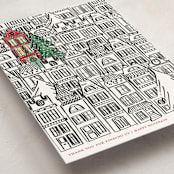 "Find Us Buildings" - Holiday Cards in Ink by Caroline Harberd - Detail