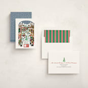 "Quaint Town Square" - Holiday Cards in Cherry by Becky Nimoy - Assembled