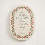 "Pine Border" - Holiday Cards in Cranberry by Paper Sun Studio - Front