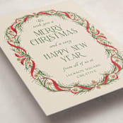 "Pine Border" - Holiday Cards in Cranberry by Paper Sun Studio - Detail