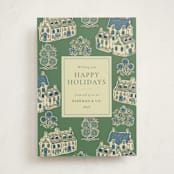 "Cozy Cottage Toile" - Holiday Cards in Cotswolds by Jackie Crawford - Front