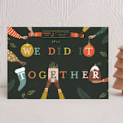 "We did it together" - Holiday Cards in Holly Berry by Sarah Knight - Front
