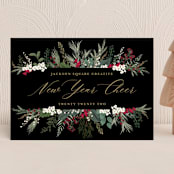 "Botanical Banner" - Holiday Cards in Mulled Wine by Susan Moyal - Front