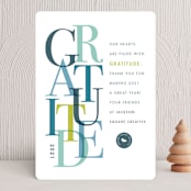 "Gratitude" - Holiday Cards in Seafoam by Snow and Ivy - Front