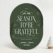 "Gratitude Season" - Holiday Cards in Pine by Robert and Stella - Front