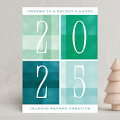 "Bright & Happy" - Holiday Cards in Ocean by Robert and Stella - Front