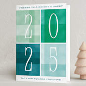 "Bright & Happy" - Holiday Cards in Ocean by Robert and Stella - Folded Card