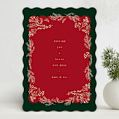 "Winter Scallop" - Holiday Cards in Holly by Baumbirdy - Front