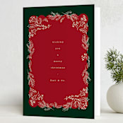 "Winter Scallop" - Holiday Cards in Holly by Baumbirdy - Folded Card