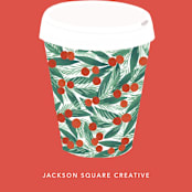 "Cup of Cheer" - Holiday Cards in Holly Berry by Itsy Belle Studio - Close-Up
