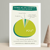 "Thankful Pie Chart" - Holiday Cards in Teal by J. Dario Design Co. - Front