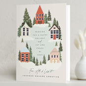 "Vintage Town" - Holiday Cards in Cookie Dough by Hannah Williams - Folded Card
