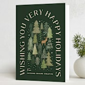 "Winter Forest" - Holiday Cards in Juniper by Creo Study - Folded Card