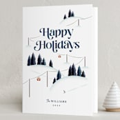 "Happy Hills" - Holiday Cards in Navy by Robert and Stella - Folded Card