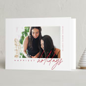 "Edge Overlap" - Holiday Cards in Berry by Kelly Schmidt - Folded Card