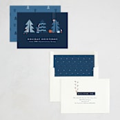"Holiday Construction" - Holiday Cards in Navy by Corinne Malesic - Assembled