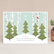 "Peace And Prosperity" - Holiday Cards in Winter Mint by Susan Moyal - Front
