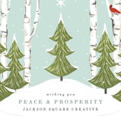 "Peace And Prosperity" - Holiday Cards in Winter Mint by Susan Moyal - Close-Up