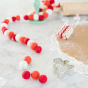 "Candy Cane Felt Ball Garland" - Garlands in multicolor by aubry bennion