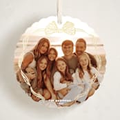 "Bow Frame" - Holiday Ornament Cards in Starlight by Pink House Press - Front