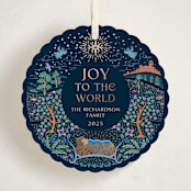 "Away in a manger" - Holiday Ornament Cards in Starry Night by Paper Sun Studio - Front