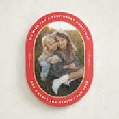"Oval Frame" - Holiday Cards in Poinsettia by Erica Krystek - Front