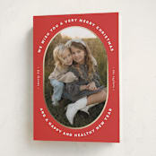 "Oval Frame" - Holiday Cards in Poinsettia by Erica Krystek - Folded Card