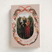 "Winter Ribbon" - Holiday Cards in Scarlet by Elly - Folded Card