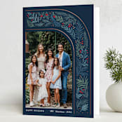 "Arch Wreath" - Holiday Cards in Sapphire by Elly - Folded Card
