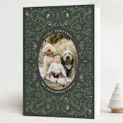 "Vintage Floral Holiday" - Holiday Cards in Spruce by Cedar and Grey - Folded Card