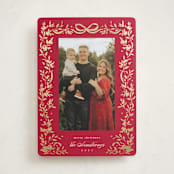 "Glittering Garland" - Holiday Cards in Candied Apple by Kate Ahn - Front