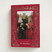 "Glittering Garland" - Holiday Cards in Candied Apple by Kate Ahn - Folded Card