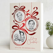 "baubles and bows" - Holiday Cards in Candy Cane by Paper Sun Studio - Folded Card