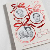 "baubles and bows" - Holiday Cards in Candy Cane by Paper Sun Studio - Detail