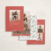 "Botanical Quad" - Holiday Cards in Candy Cane by Everett Paper Goods - Back of Card Options
