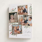 "Botanical Quad" - Holiday Cards in Candy Cane by Everett Paper Goods - Folded Card