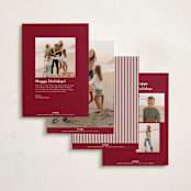 "Peppermint Stripe" - Holiday Cards in Cranberry by Kate Ahn - Back of Card Options