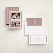 "Peppermint Stripe" - Holiday Cards in Cranberry by Kate Ahn - Assembled