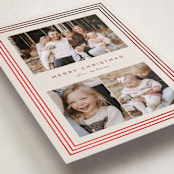"Peppermint Stripe" - Holiday Cards in Cranberry by Kate Ahn - Detail