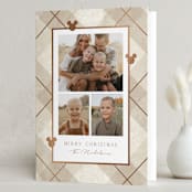 "Disney Mickey's Tartan Plaid" - Holiday Cards in Cinnamon Sugar by Susan Zinader - Folded Card
