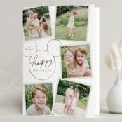 "Disney's Mickey Mouse Casual Script" - Holiday Cards in Snow by Everett Paper Goods - Folded Card