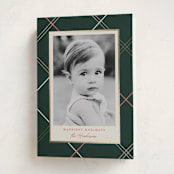 "minimal plaid" - Holiday Cards in Evergreen by Carolyn Nicks - Folded Card