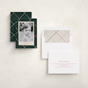 "minimal plaid" - Holiday Cards in Evergreen by Carolyn Nicks - Assembled