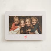 "Little Striped Bow" - Holiday Cards in Almond by Olivia Kanaley Inman - Front