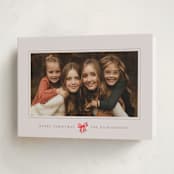 "Little Striped Bow" - Holiday Cards in Almond by Olivia Kanaley Inman - Folded Card