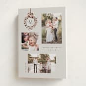 "Monogram Trio" - Holiday Cards in Vanilla by Melanie Kosuge - Folded Card
