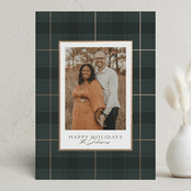 "Chic Plaid" - Holiday Cards in Blue Spruce by Kate Ahn - Front