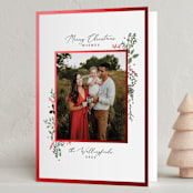 "Wisp of Greenery" - Holiday Cards in Crimson by Susan Moyal - Folded Card