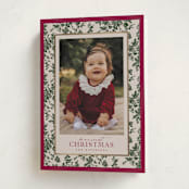 "Merry Floral Toile" - Holiday Cards in Holly Berry by Jenna Holcomb - Folded Card